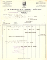 FACTURE 1955 LA BROSSE J. DUPONT RÉUNIS 12 RUE LÉON JOST PARIS 17 ème - BIJOUTERIE ART DENTAIRE - ÉLÉPHANT - Droguerie & Parfumerie