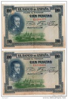 ESPAGNE . 100 CIEN PESETAS . MADRID 1° DE JULIO DE 1925 . FELIPE II . 2 BILLETS - Réf. N°10791 - - 100 Pesetas