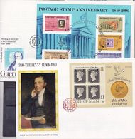 Isle Of Man & Guernsey 1990: Sir Rowland Hill & Penny Black Michel Block 12 (Man) & Block 6 (Guernsey) Auf FDC - Rowland Hill