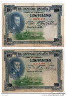 ESPAGNE . 100 CIEN PESETAS . MADRID 1° DE JULIO DE 1925 . FELIPE II . 2 BILLETS - Réf. N°10793 - - 100 Pesetas