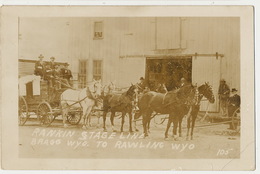 Real Photo Rankin Stage Line Bragg Wyo. To Rawling Wyo.  Horse Cart 6 Horses Diligence 6 Chevaux - Otros & Sin Clasificación