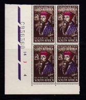 SOUTH AFRICA, 1964, MNH Control Block Of 4, Calvyn, M 341 - Neufs