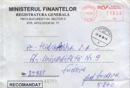 Romania - Registered Letter Circulated In 1998 - Machine Footprints - Frankeermachines (EMA)