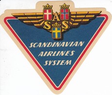 ANTIGUA ETIQUETA DE LA COMPAÑIA AEREA SCANDINAVIAN AIRLINES SYSTEM (AVION-PLANE) SAS - Étiquettes à Bagages