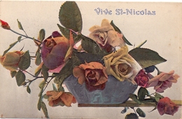 CP - Vive St- Nicolas - Vase - Fleurs - Vaas Met Bloemen - Saint-Nicolas