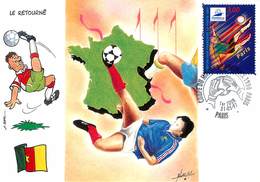 Illustrateur J. Martin - Enghien Les Bains - Sports - Football - Coupe Du Monde 1998 - Cameroun - Autographe -Signature - Andere & Zonder Classificatie