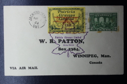 Canada: FFC Jackson Manion -> Sioux Lookout  9-3-1928  Patricia Airways Ltd.  Pilot Charles Sutton Special Label - Primeros Vuelos