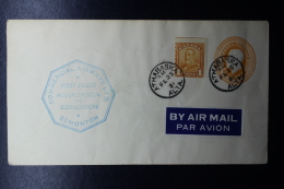 Canada: FFC Athabaska -> Edmonton On Postal Stationary  Commercial Airways 23-2-1931 - Erst- U. Sonderflugbriefe