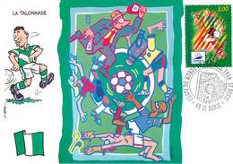 Illustrateur Andry - Enghien Les Bains - Sports - Football - Coupe Du Monde 1998 - Nigeria - Dessin Au Dos - Autographe - Andere & Zonder Classificatie