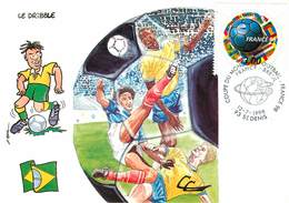 Illustrateur Coudray - Enghien Les Bains - Sports - Football - Coupe Du Monde 1998 - Bresil - Autographe - Signature - Andere & Zonder Classificatie