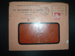 LETTRE TP 50 OBL.MEC.9 III 1935 ALGER RP ALGER + AGENCE DE FORGES ET USINES Ch. BELGODERE & C. SUAOS - Brieven En Documenten