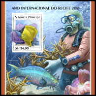 SAO TOME 2018 MNH** Diving Tauchen Plongee Year Of The Reef S/S - IMPERFORATED - DH1833 - Diving