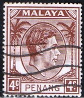 PENANG, MALAYA, COMMEMORATIVO, RE GIORGIO VI, 1949, FRANCOBOLLO USATO Scott 6 - Penang