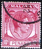 PENANG, MALAYA, COMMEMORATIVO, RE GIORGIO VI, 1949, FRANCOBOLLO USATO Scott 11 - Penang