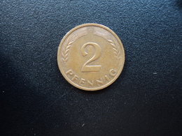 RÉPUBLIQUE FÉDÉRALE ALLEMANDE : 2 PFENNIG   1958 D    KM 106       SUP - 2 Pfennig