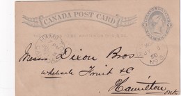 CANADA  1888  ENTIER POSTAL CARTE - 1860-1899 Règne De Victoria