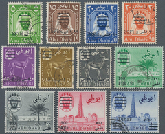 Abu Dhabi: 1966 New Currency Complete Set Of 11, Used, With Small Faults As Short Corner Perfs On 15 - Abu Dhabi