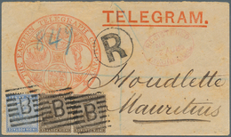 Aden: 1888 Registered Telegram, Printed By 'The Eastern Telegraph Company', Used From Aden To Maurit - Aden (1854-1963)