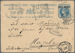 Aden: 1902, Stationery Card QV 1 A. On 1 1/2 A. Tied "ADEN 14 DE 02" (Robertson Type 24b) To Java/Du - Aden (1854-1963)