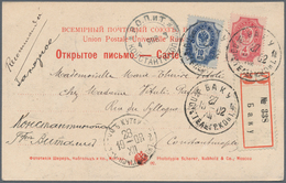 Aserbaidschan (Azerbaydjan): 1903, Two Registered Ppc (views Of Coucas) W. Russia 4 K. And 10 K. Tie - Aserbaidschan