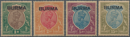 Birma / Burma / Myanmar: 1937 KGV. High Values 1r., 2r., 5r. And 15r. All Mint Never Hinged, Toned, - Myanmar (Burma 1948-...)