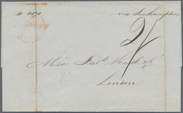 China: 1847, Folded Envelope Dated Canton 13 July Via "HONG KONG 24 JU 1847" And Endorsed "via South - 1912-1949 Republik