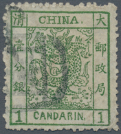 China: 1878, Large Dragon Thin Paper 1 Ca. Green Canc. Part Seal (En)tai Aka Chefoo (Michel Cat. 420 - 1912-1949 République