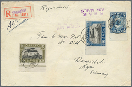 China: 1929, Adjusted Design Airmails Set 15 C./90 C. With 10 C. State Burial (5) Tied "SHANGHAI 2.8 - 1912-1949 Republic