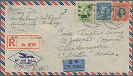 China: 1947 Registered Airmail Cover From Nanking To Chandernagore, French India Via Shanghai, Frank - 1912-1949 República