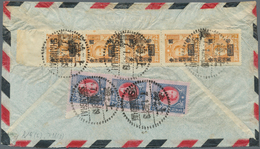 China: 1948, Airmal Letter From SHANGHAI To Praha Franked On Reverse With Vertical Strip Of Five Sun - 1912-1949 Republik