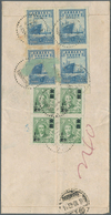 China: 1948, China Merchant Navigation Co. 75 Years $20.000 Blue (block-4) With Gold Yuan 1/2 F. Blo - 1912-1949 Republik