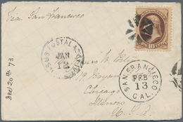 China - Fremde Postanstalten / Foreign Offices: USA, 1873, 10 C. Brown Canc. Mute Wedges Type With " - Autres & Non Classés