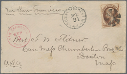 China - Fremde Postanstalten / Foreign Offices: USA, 1875 (ca.), 10 C. Brown Canc. Mute Wedges Type - Sonstige & Ohne Zuordnung