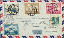 China - Volksrepublik: 1956, Air Mail Covers (2) To Berne/Switzerland (one Forwarded) With Attractiv - Sonstige & Ohne Zuordnung