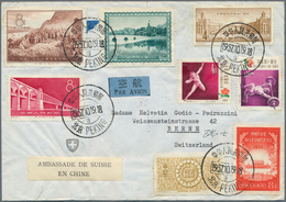 China - Volksrepublik: 1957, Swiss Embassy Official Imprint/label Covers By Air Mail (2) To Berne/Sw - Autres & Non Classés