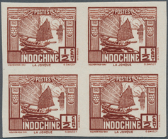 Französisch-Indochina: 1931 (ca.), Junk Design 1/2 C. Chestnut, Unissued, An Imperforated Block Of F - Neufs