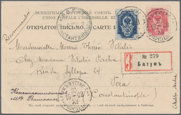 Georgien: 1903, Russia 4 K. And 10 K. Tied "BATUM KUTAIS 20 XII 1902" To Registered Ppc (view Of Cut - Georgia