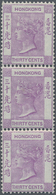 Hongkong: 1863-71 QV 30c. Mauve, Wmk Crown CC, Vertical Strip Of Three, MINT NEVER HINGED, Fresh And - Other & Unclassified