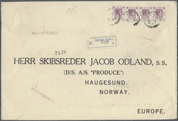 Hongkong: 1940, KGVI 50 C. Three Larger-size (274x188mm) Registered Covers To Norway Inc. Pure Multi - Other & Unclassified