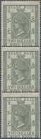 Hongkong - Stempelmarken: 1874 Postal Fiscal $2 Olive-green, Vertical Strip Of Three, Mint Never Hin - Timbres Fiscaux-postaux