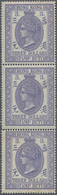 Hongkong - Stempelmarken: 1874 Postal Fiscal $3 Dull Violet, Vertical Strip Of Three, MINT NEVER HIN - Timbres Fiscaux-postaux