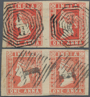 Indien: 1854-55 Lithographed 1a. Red, Die III, Horizontal Pair, Used And Cancelled By Calcutta Numer - 1852 District De Scinde