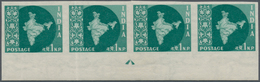 Indien: 1958-63 'Map Of India' 1n.p. Blue-green, Wmk. Asokan Capital, IMPERFORATED CENTRAL BOTTOM MA - 1852 Sind Province