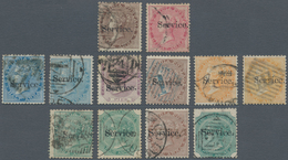 Indien - Dienstmarken: 1866-72 Set Of 10 QV Stamps With Small "Service" Ovpt. Plus Two Varieties, Wi - Dienstmarken