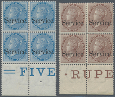 Indien - Dienstmarken: 1867-73 Complete Set Of Five Bottom Marginal Blocks Of Four, Optd. "Service" - Dienstmarken