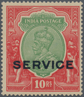 Indien - Dienstmarken: 1912-13 KGV. Official 10r. Green & Scarlet, Wmk Star, 1911-22 EXPERIMENTAL PR - Dienstmarken