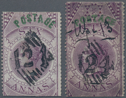 Indien - Used Abroad: ADEN 1866, Provisionals 6a. Purple Used In ADEN And Cancelled By Numeral "124" - Sonstige & Ohne Zuordnung