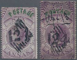 Indien - Used Abroad: ADEN 1866, Provisionals 6a. Purple Used In ADEN And Cancelled By Numeral "124" - Autres & Non Classés