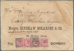 Indien - Used Abroad: ADEN 1877 Registered Cover From Aden To Bombay By S/s "Nizam", Franked By Indi - Sonstige & Ohne Zuordnung