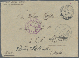 Indien - Used Abroad: ADEN-PERIM ISLAND 1917: "PASSED CENSOR +PERIM+/No. A 9" Circled Censor H/s In - Sonstige & Ohne Zuordnung